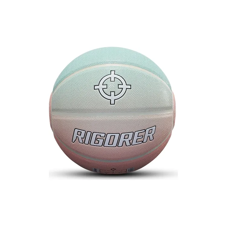 RIGORER PU Basketball Pink Green Gradient Size 7 Ball Training Competition Unisex-4
