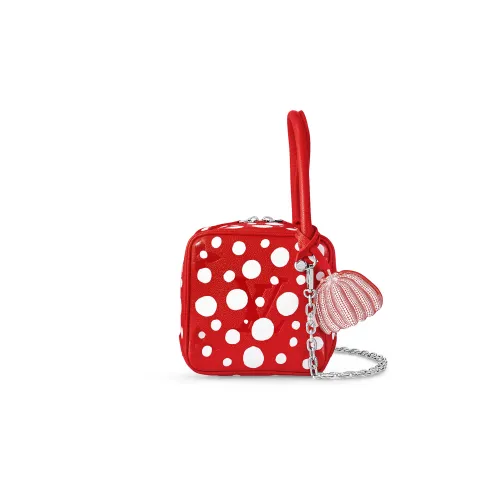 LOUIS VUITTON Yayoi Kusama Collaboration Cow Leather Dice Bag Handbag Regular Women's Red