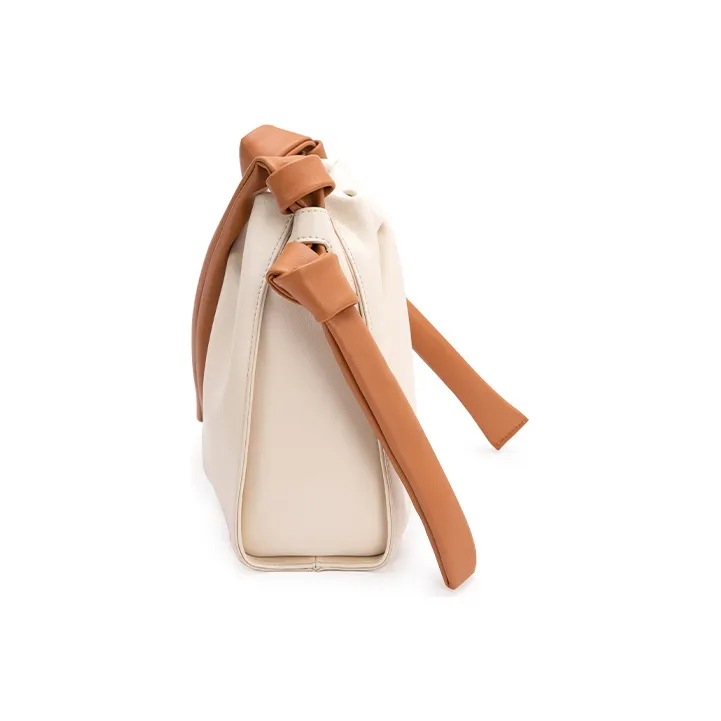 VENOF Cow Leather Bucket Bag, Shoulder Bag, Crossbody Bag Medium Size Women's Cloud White/Tender Shoot Yellow-3
