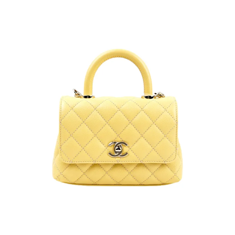 CHANEL Calfskin One Shoulder Handbag Crossbody Bag Mini Women's Chick Yellow-0