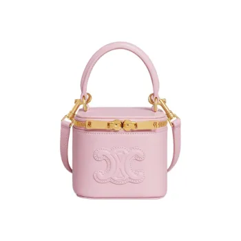 CELINE Smooth Cow Leather Makeup Case, Shoulder Bag, Crossbody Bag, Handbag Mini Women's Light Pink Red