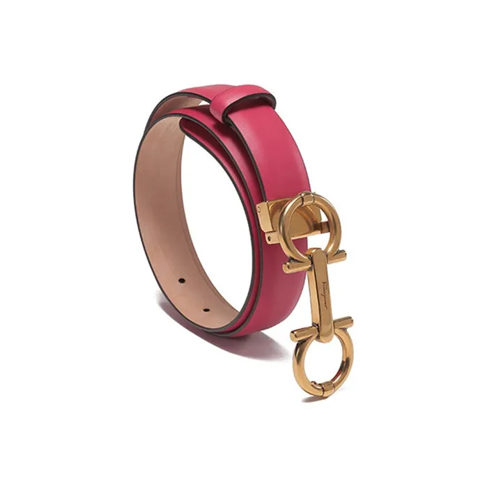 Ferragamo Gancini Leather Belts Women's Rose Red-1