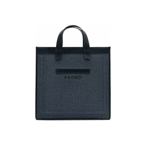 PEDRO PU Tote Handbag Men's Black/Dark Blue/Light Taupe