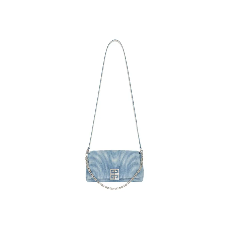 Givenchy Small 4G Soft Bag In Quilted Denim Medium Blue-1