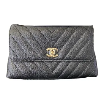 CHANEL Coco Handle Grained Calfskin With Gold Metal Portable Crossbody Bag Shoulder Bag Small Size Women's Black