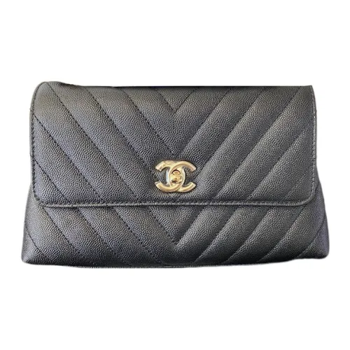 CHANEL Coco Handle Grained Calfskin With Gold Metal Portable Crossbody Bag Shoulder Bag Small Size Women's Black