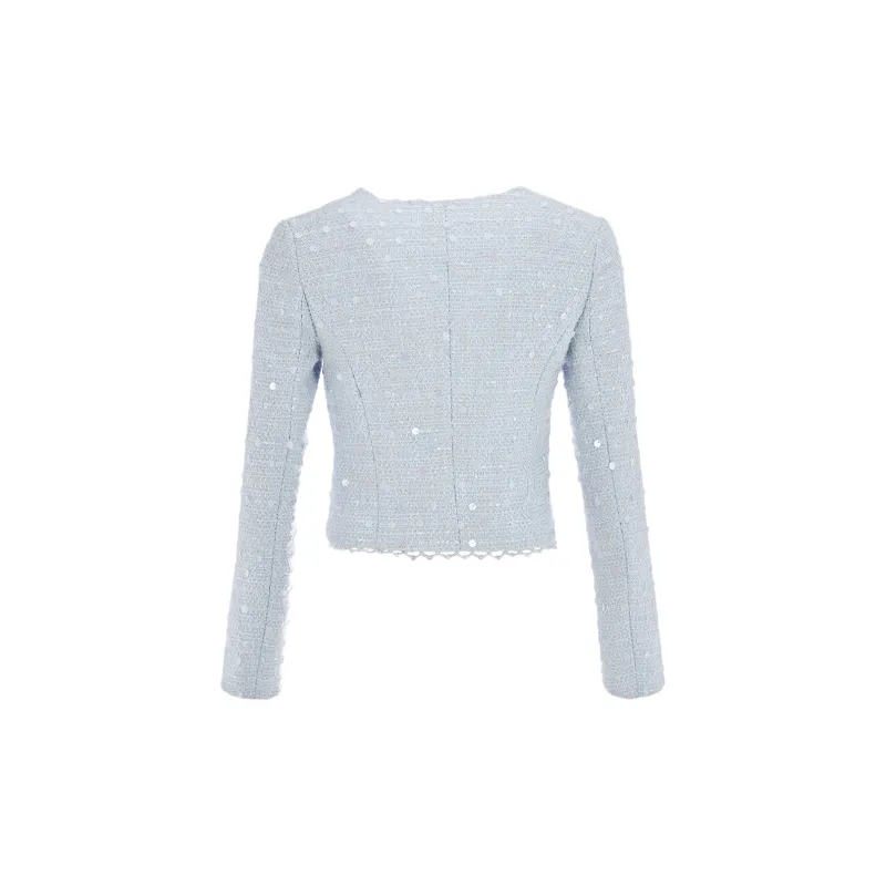 Marie Elie Cropped Coats Women's Gray Purple-1