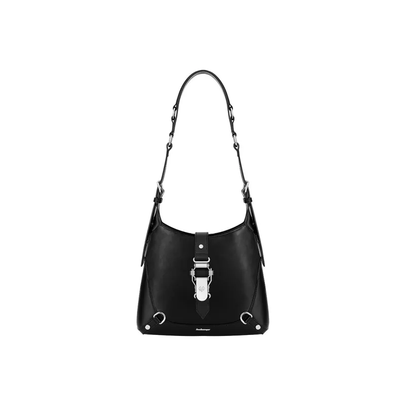 BABAMA Microfiber Synthetic Leather Shoulder Bag Regular Unisex Texture Black-0
