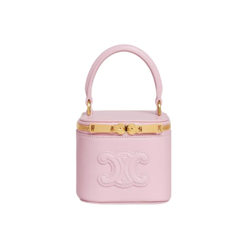 CELINE Smooth Cow Leather Makeup Case, Shoulder Bag, Crossbody Bag, Handbag Mini Women's Light Pink Red-1