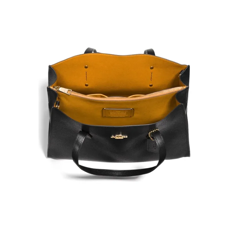 COACH Charlie Cow Leather Tote Bag, Shopping Bag, Tote Handbag Tubas Women's Black-2