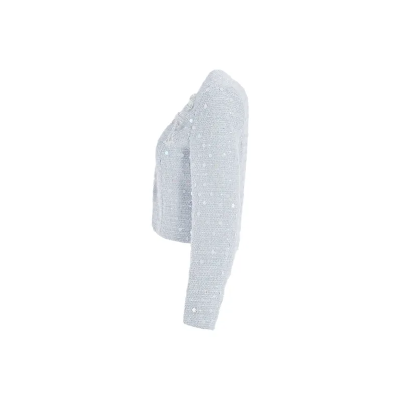 Marie Elie Cropped Coats Women's Gray Purple-2