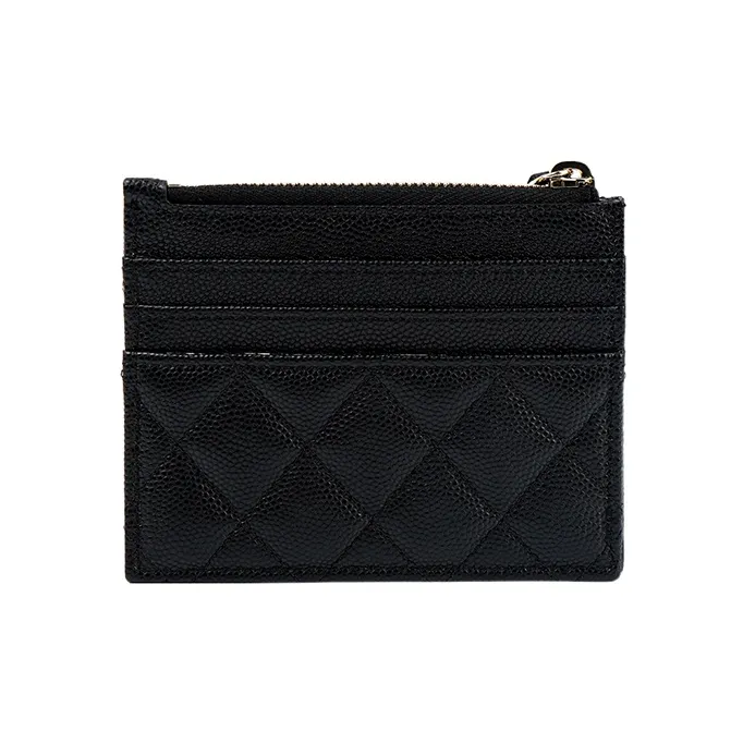 CHANEL Grain Embossed Calfskin With Gold Metal Card Holder Card Holder Women's Black-2