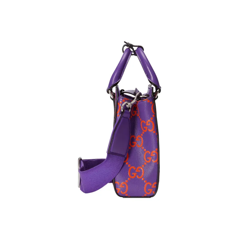 GUCCI Leather Tote Bag Shopping Bag Portable Crossbody Bag Shoulder Bag Mini Men's Purple-2