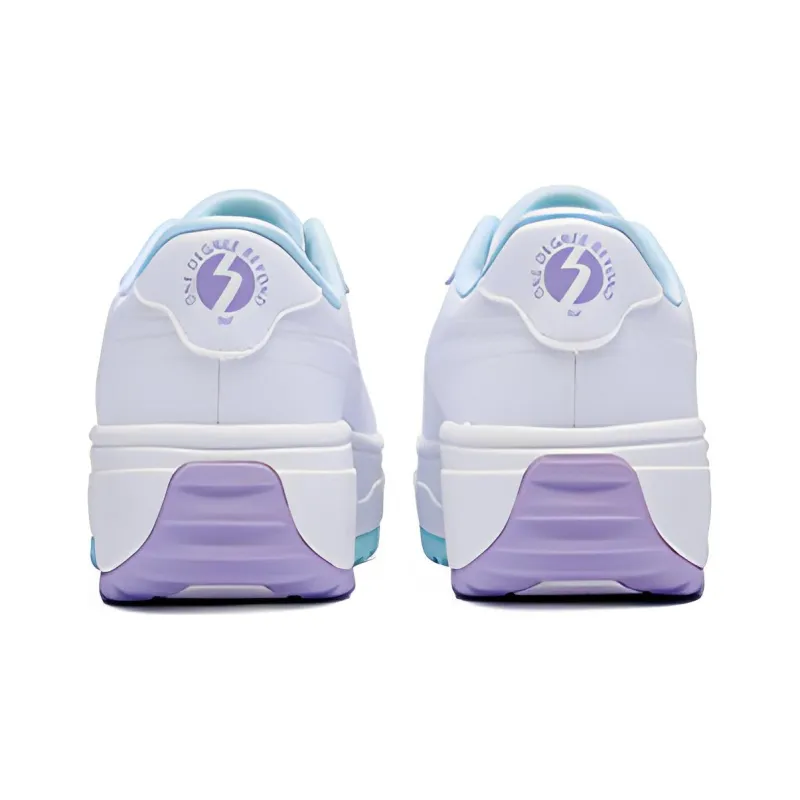 361° Anti Slip And Wear Resistant Height Increasing Low Top Casual Shoes Women's White Cyan Purple-3