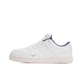 PONY Street Series Cushioned Slip Resistant Low Top Skateboard Shoes Unisex White Navy Blue