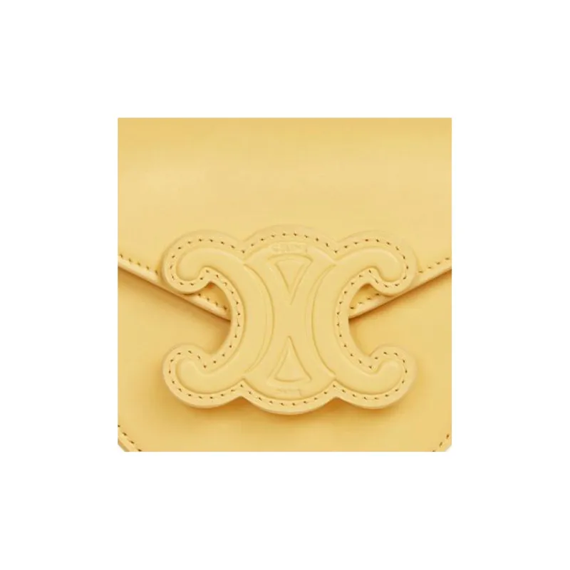 CELINE Besace Smooth Cow Leather Handbag Shoulder Bag Crossbody Bag Mini Women's Yellow-5