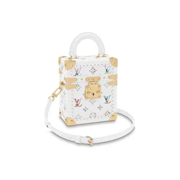LOUIS VUITTON Embossed Fluffy Lambskin Camera Case Hard Case, Crossbody Bag Women's White