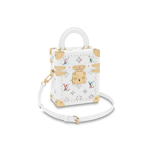 LOUIS VUITTON Embossed Fluffy Lambskin Camera Case Hard Case, Crossbody Bag Women's White