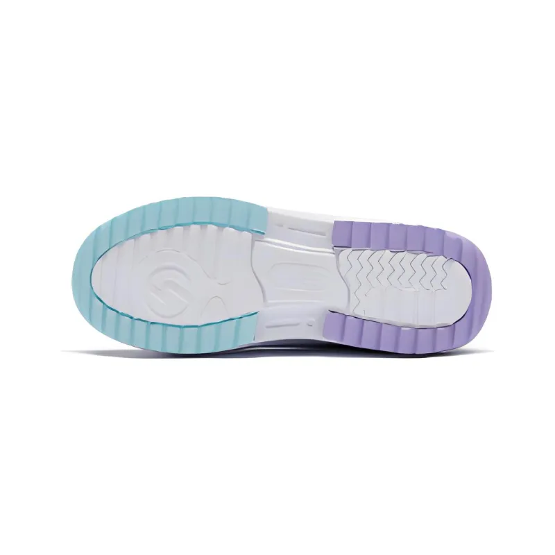 361° Anti Slip And Wear Resistant Height Increasing Low Top Casual Shoes Women's White Cyan Purple-4