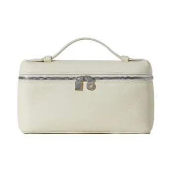 Loro Piana ExtraPocket Leather Makeup Bag Small Square Bag Handbag, Shoulder Bag Regular Women's Soft White