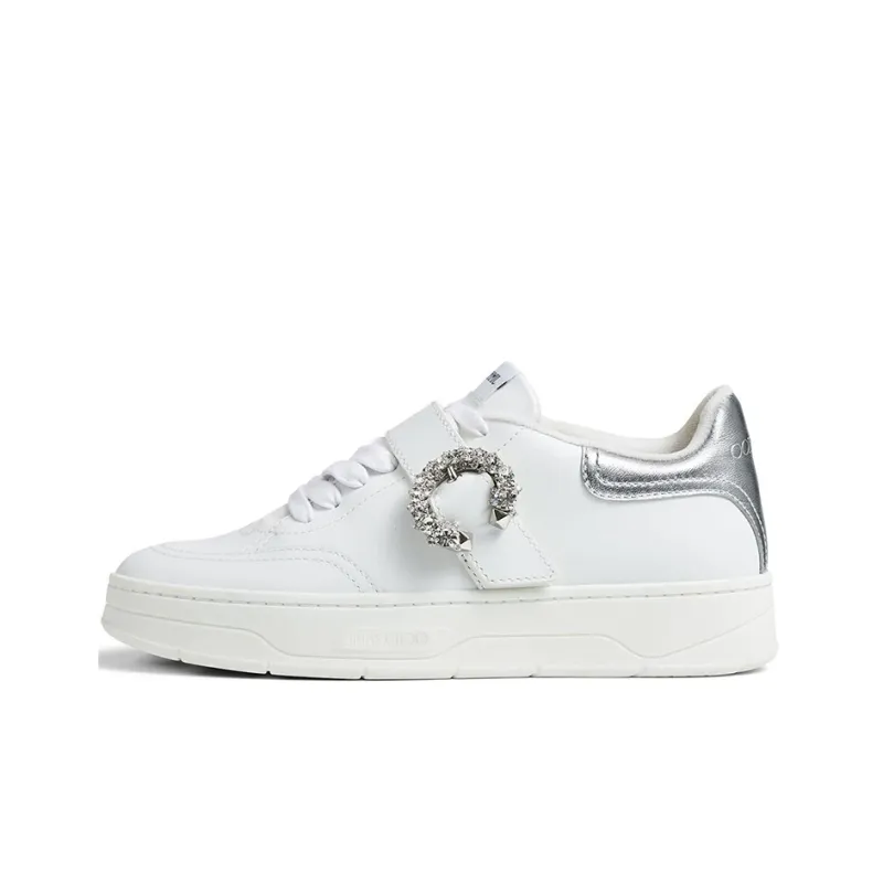 Jimmy Choo Osaka Lace Up Low Top Stylish Skateboarding Shoes Women's White-0