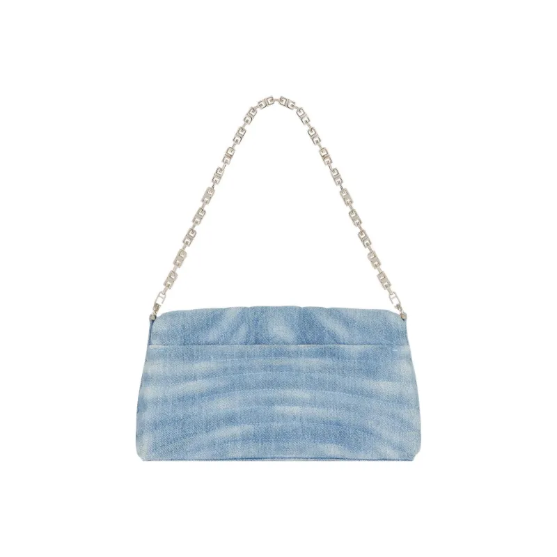 Givenchy Small 4G Soft Bag In Quilted Denim Medium Blue-3