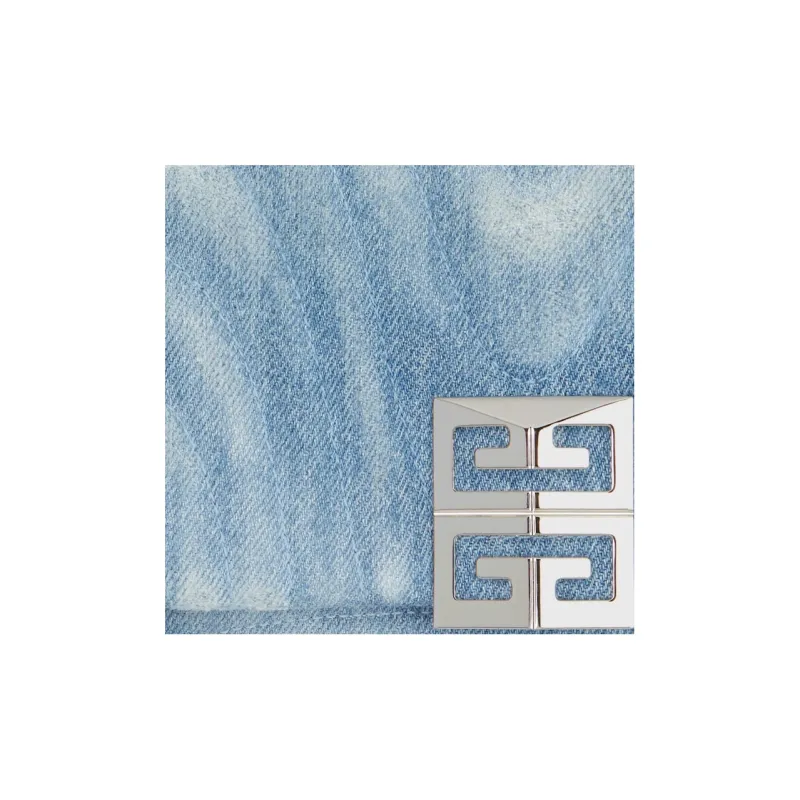Givenchy Small 4G Soft Bag In Quilted Denim Medium Blue-4