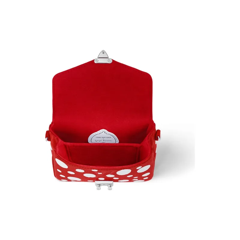 LOUIS VUITTON Yayoi Kusama Collaboration Cow Leather Handbag, Shoulder Bag, Crossbody Bag Extra Mini Women's Red/White-2