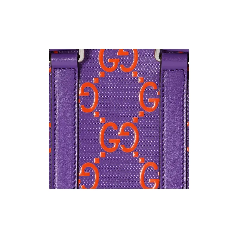 GUCCI Leather Tote Bag Shopping Bag Portable Crossbody Bag Shoulder Bag Mini Men's Purple-7