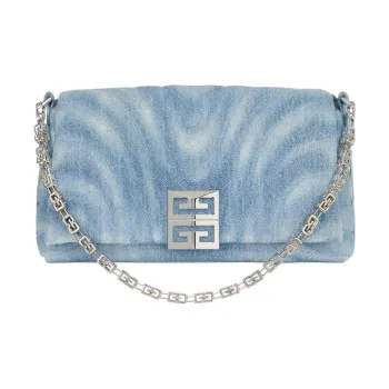 Givenchy Small 4G Soft Bag In Quilted Denim Medium Blue