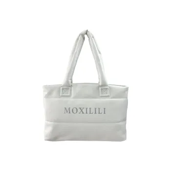 Mosiliri Fabric Tote Bag, Shopping Bag, Commuter Bag, Handbag, Shoulder Bag Unisex White