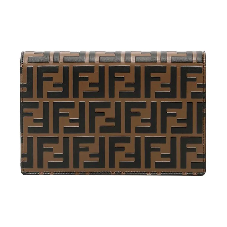 FENDI Cow Leather Crossbody Bag Shoulder Bag Women's Brown/Pink-2