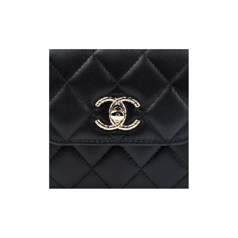 CHANEL Trendy Cc Sheepskin Shoulder Bag, Crossbody Bag Mini Women's Black-5