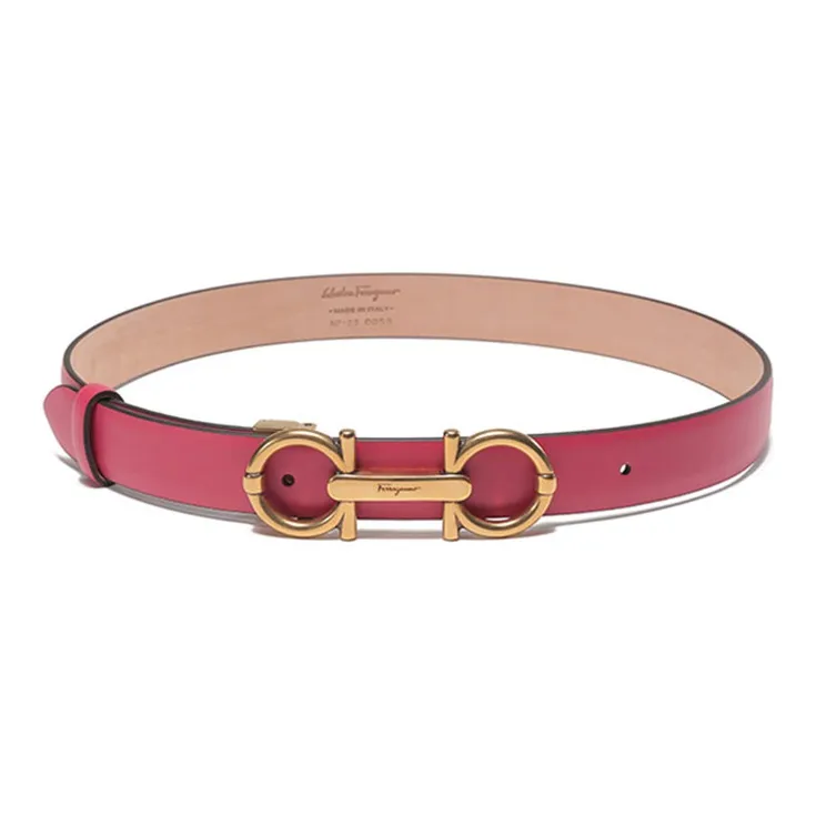 Ferragamo Gancini Leather Belts Women's Rose Red-2
