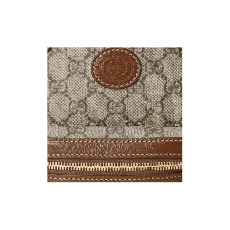 GUCCI Canvas With Leather Backpack Men's Beige/Brown-7