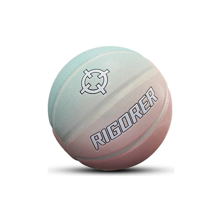 RIGORER PU Basketball Pink Green Gradient Size 7 Ball Training Competition Unisex-3