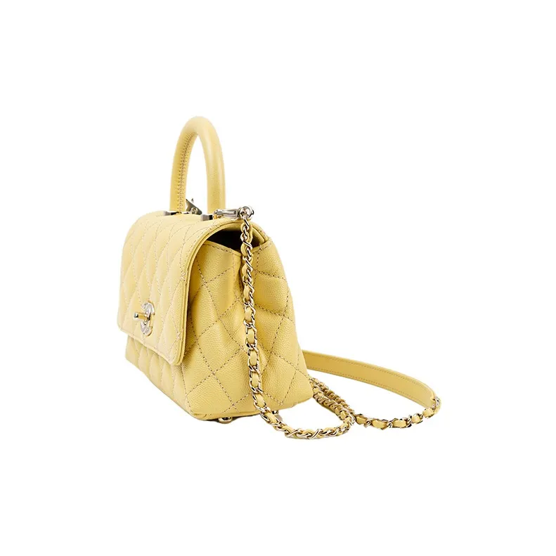 CHANEL Calfskin One Shoulder Handbag Crossbody Bag Mini Women's Chick Yellow-1