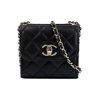 CHANEL Trendy Cc Sheepskin Shoulder Bag, Crossbody Bag Mini Women's Black