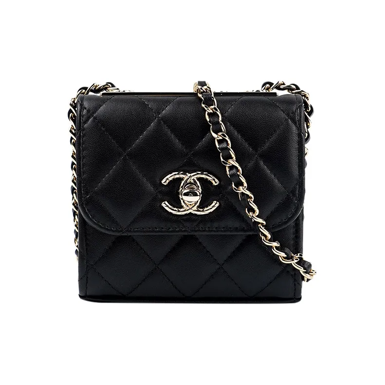 CHANEL Trendy Cc Sheepskin Shoulder Bag, Crossbody Bag Mini Women's Black-0