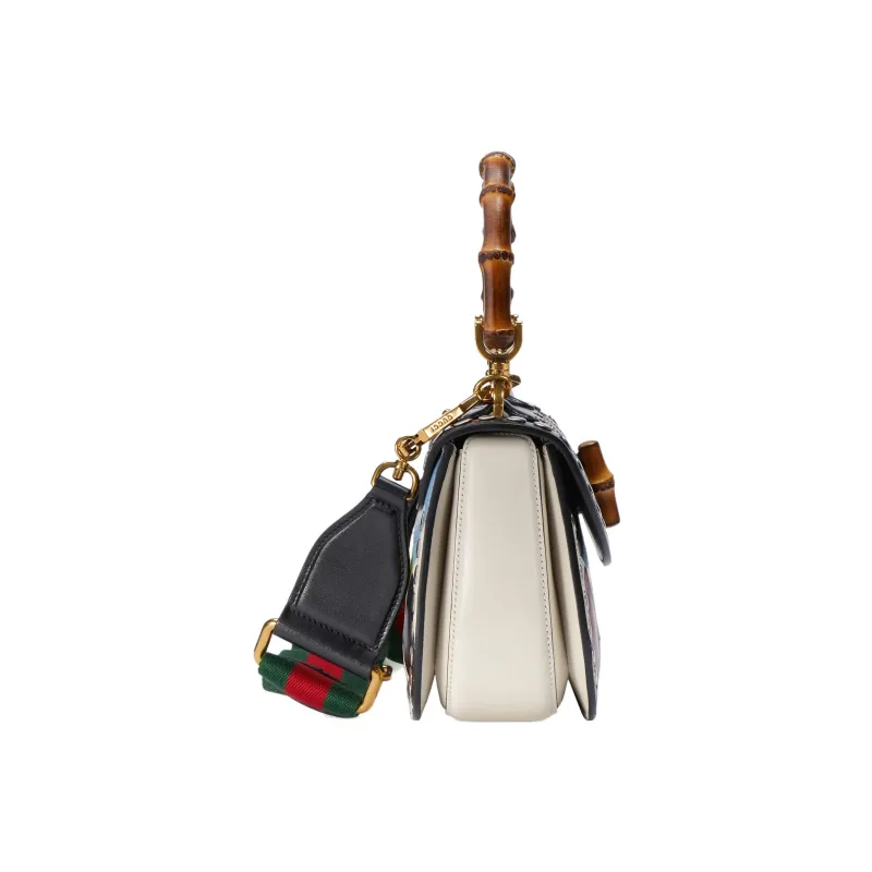 GUCCI Lovelight Collection Bamboo 1947 Leather Shoulder Bag Crossbody Bag Handbag Small Size Women's Black/Multicolor-3