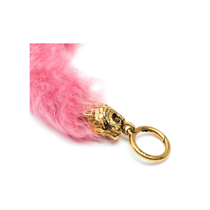 PRADA Metal With Fur Bag Straps Women's Pink-2