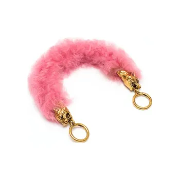 PRADA Metal With Fur Bag Straps Women's Pink