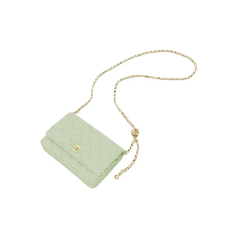 CHANEL WOC Smooth Lambskin Shoulder Bag, Crossbody Bag Women's Mint Green-2