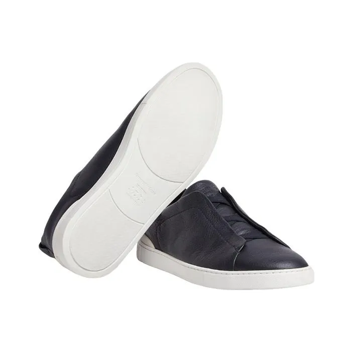 Zegna Triple Stitch Low Top Stylish Skateboarding Shoes Men's Dark Blue-4
