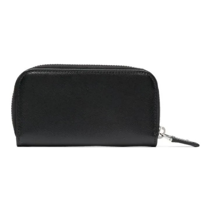 PRADA Cross-Stitch Leather Keychain Key Pouch Men's Black-1