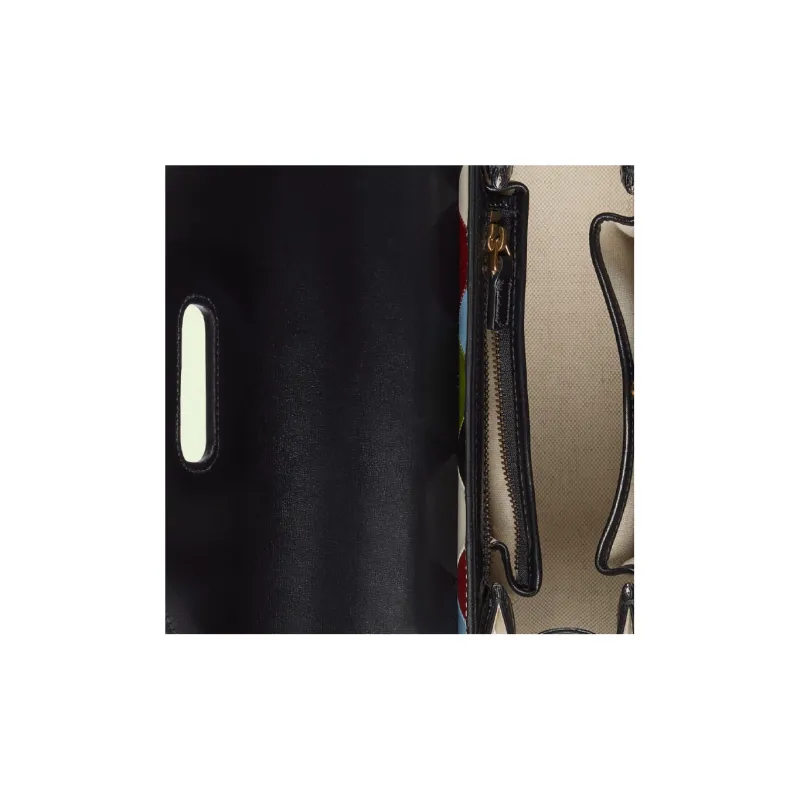GUCCI Lovelight Collection Bamboo 1947 Leather Shoulder Bag Crossbody Bag Handbag Small Size Women's Black/Multicolor-8