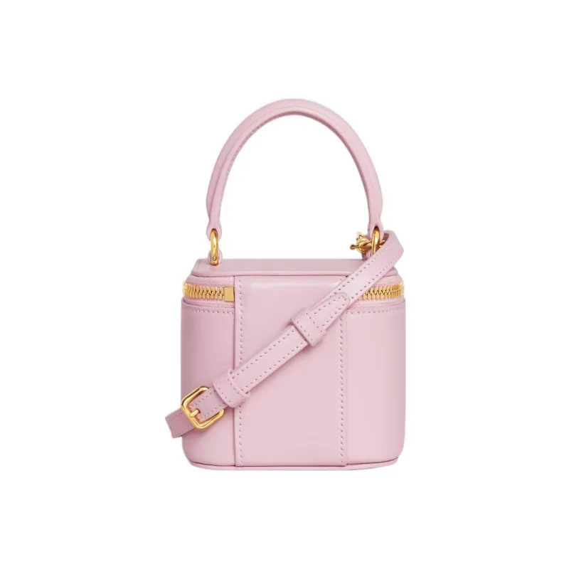 CELINE Smooth Cow Leather Makeup Case, Shoulder Bag, Crossbody Bag, Handbag Mini Women's Light Pink Red-3