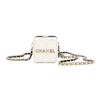 CHANEL Lambskin One Shoulder Crossbody Clutch Women's Black/White