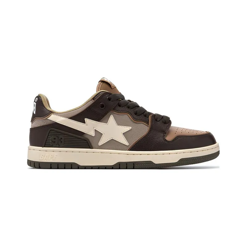 A BATHING APE SK8 STA Stylish Skateboarding Shoes Women's Brown-1