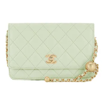 CHANEL WOC Smooth Lambskin Shoulder Bag Crossbody Bag Women's Mint Green
